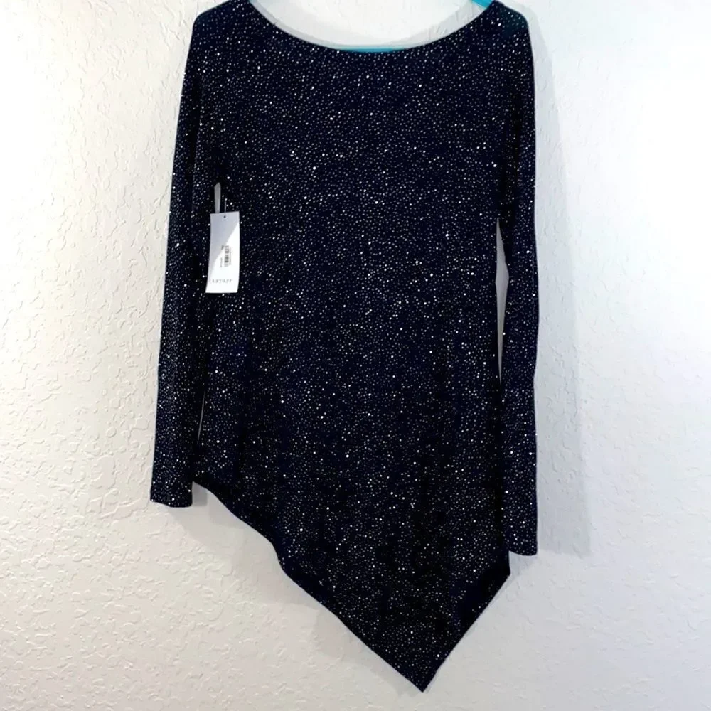 Karen Kane Sparkle Knit Angled Hem Top